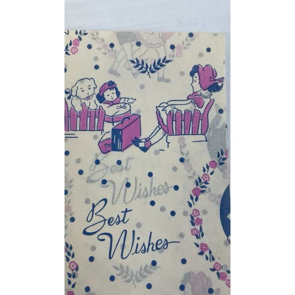 Kaycrest Gift Wrap Vintage Paper Pink Blue 3 Pcs 20 x 30 Ephemeral All Occasions